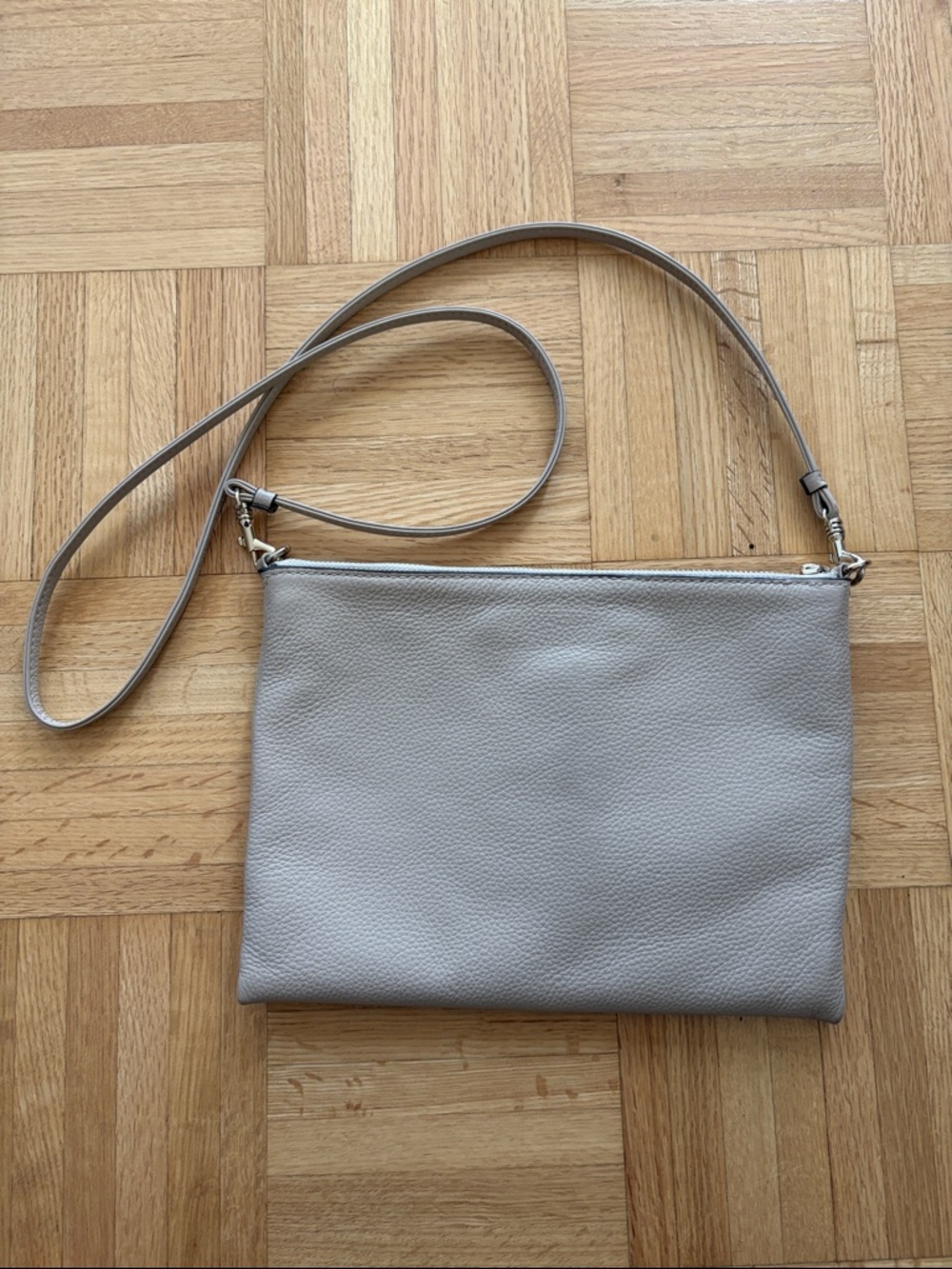 Banana Republic Beige Minimal Leather Crossbody Bag